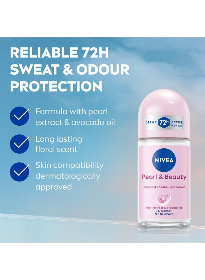 نيفيا بيرل آند بيوتي مزيل عرق رول أون لمنطقة تحت الإبط 50 مل | بخلاصة اللؤلؤ وزيت الأفوكادو | عطر زهري يدوم 72 ساعة ومختبر من قبل أطباء الجلد | للنساء - Image 4